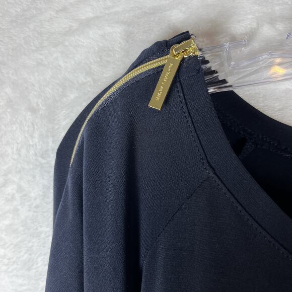 Michael Kors Women's Navy Blue Gold Zippered Scoop Neck Dress Sz XXL Plus 2XL - Picture 6 of 16